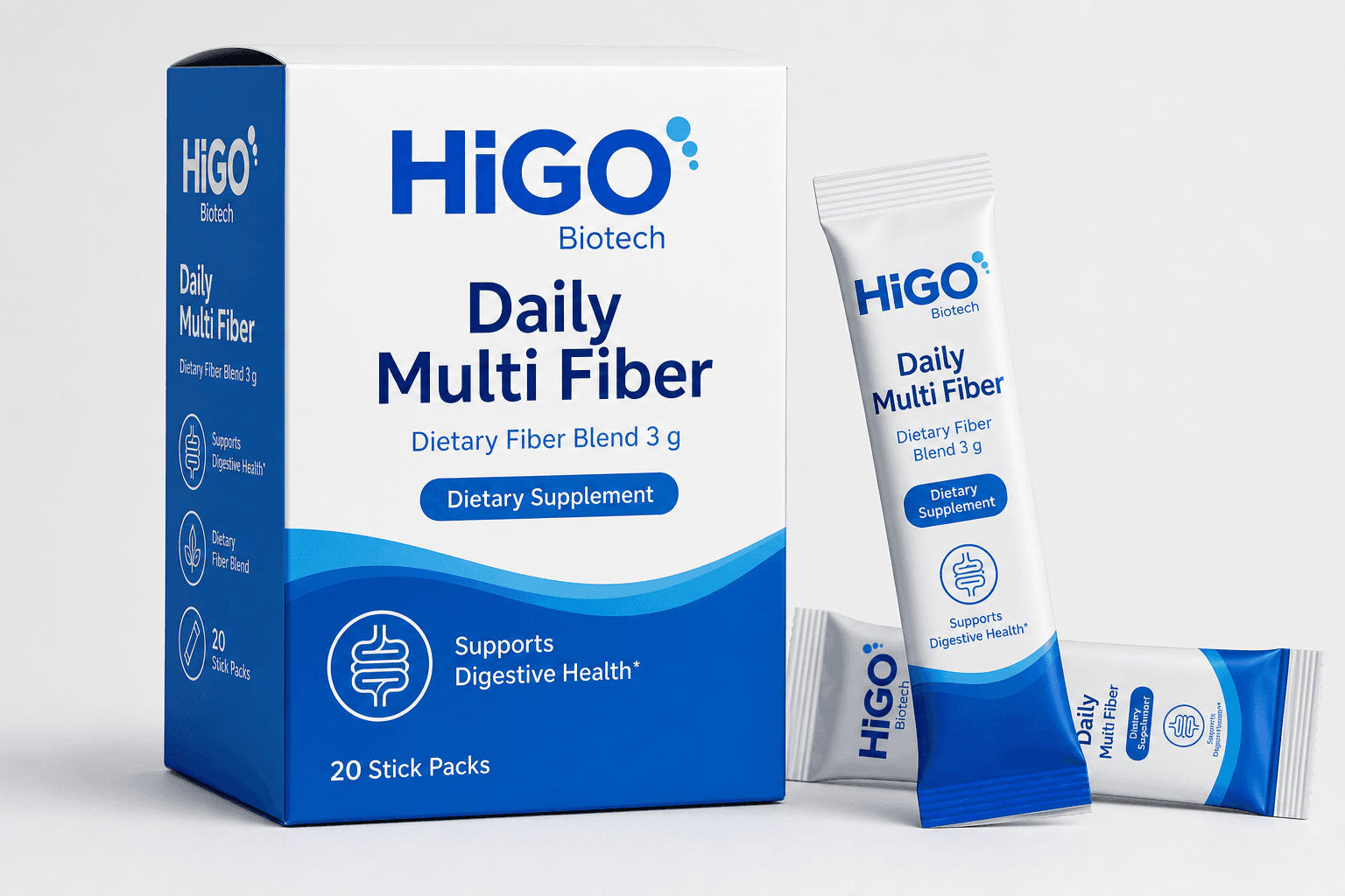 Daily fiber stick-pack scale-up — product format visual