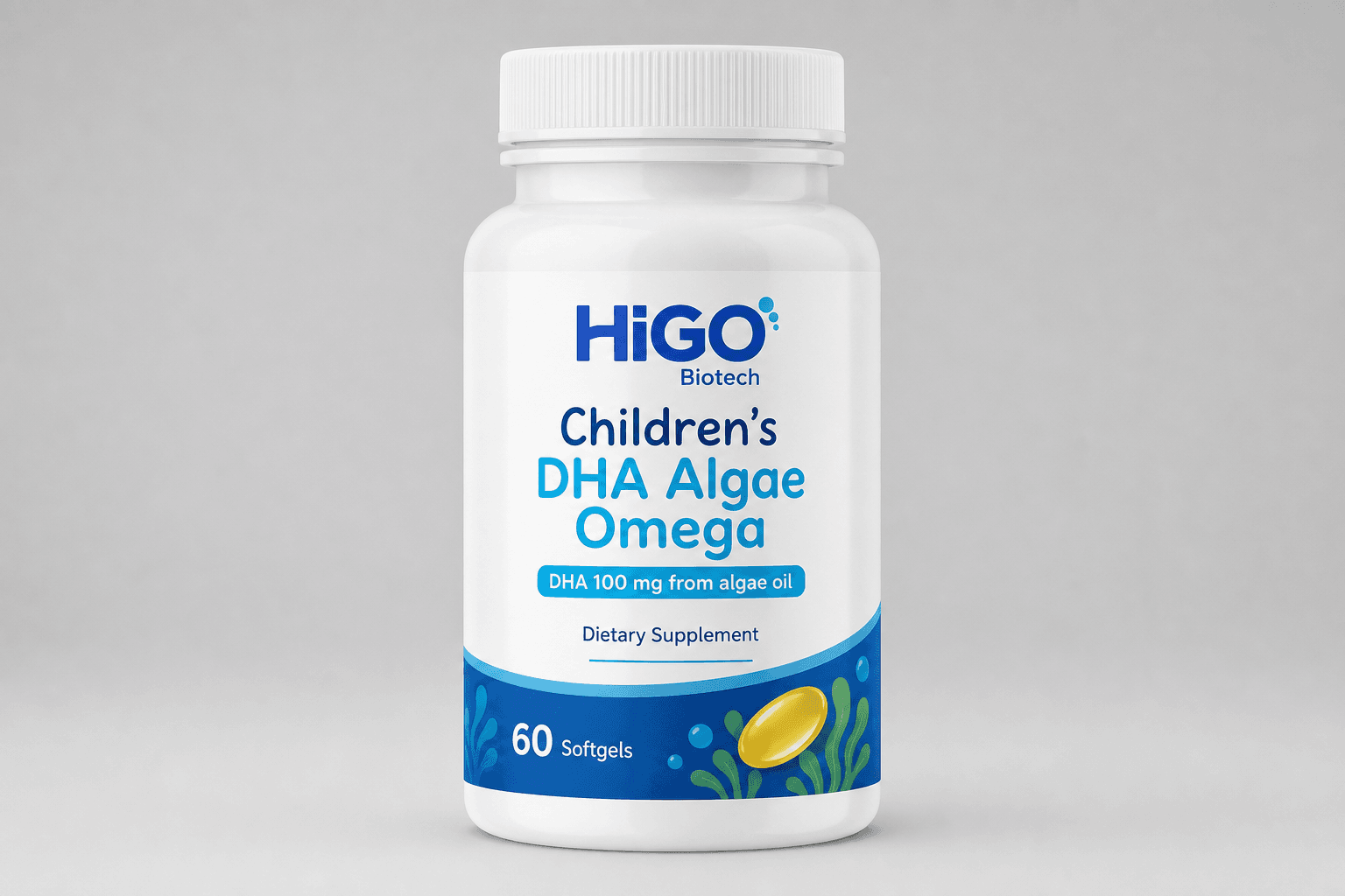 Children’s algae DHA softgel — product format visual